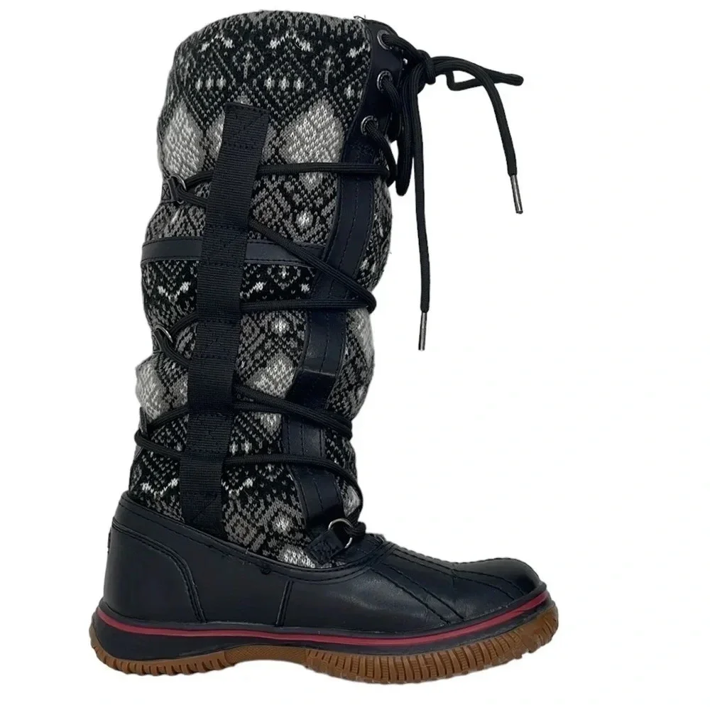 PAJAR Tall Winter Regatta Boots Fair Isle Fleece Lined Size 5.5 EU 36